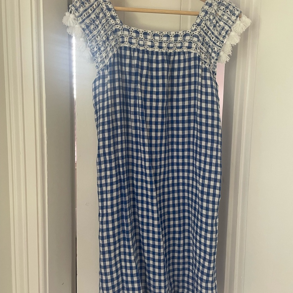 J. McLaughlin linen gingham shift dress